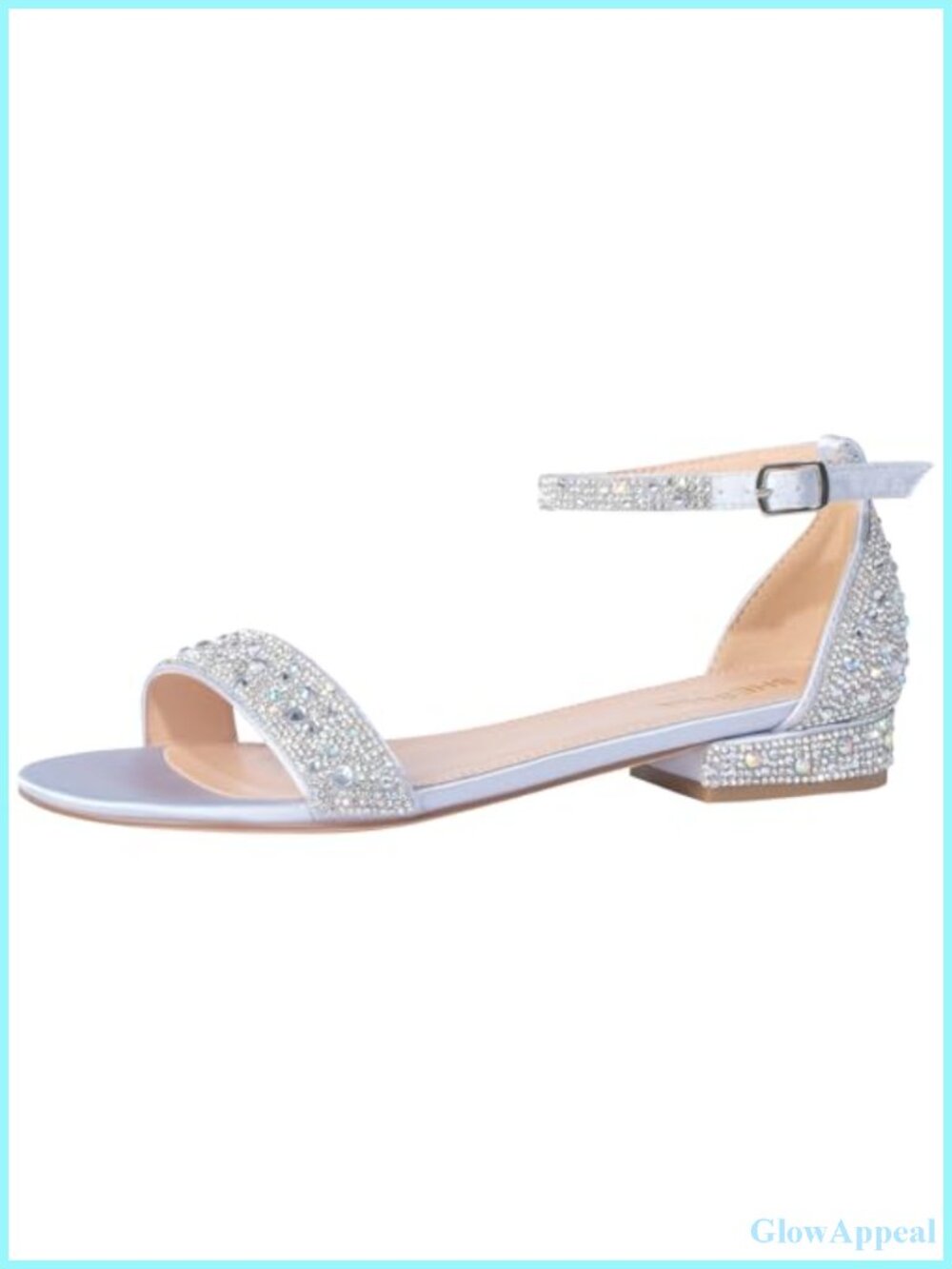 Rhinestone Low Block Heel Sandals Ankle Strap Dress Shoes